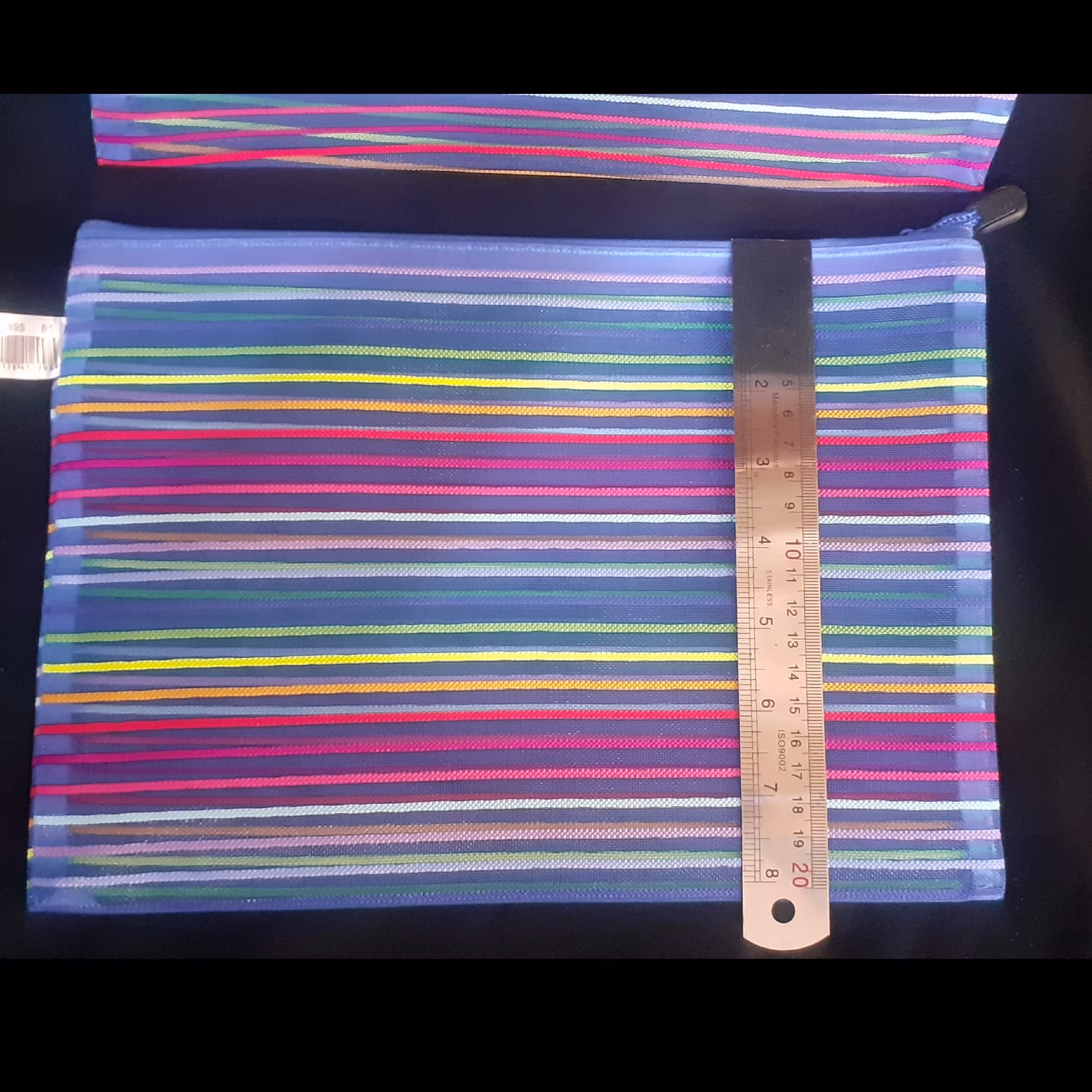 جامدادی و کیف آرایش سایز بزرگ توری زیپ دار رنگ آبی