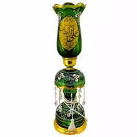 103260-لاله شمعدانی کوچک ارتفاع 46 قطر دهانه 11-سبز یا اباصالح المهدی عج و یا امیرالمومنین علی ع-کنار منبری هیئت