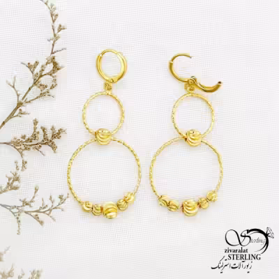گوشواره ژوپینگ حلقه طلایی کد 12598