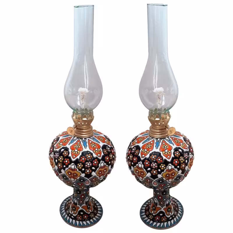 چراغ گردسوز میناکاری مدل جفت ارتفاع 25