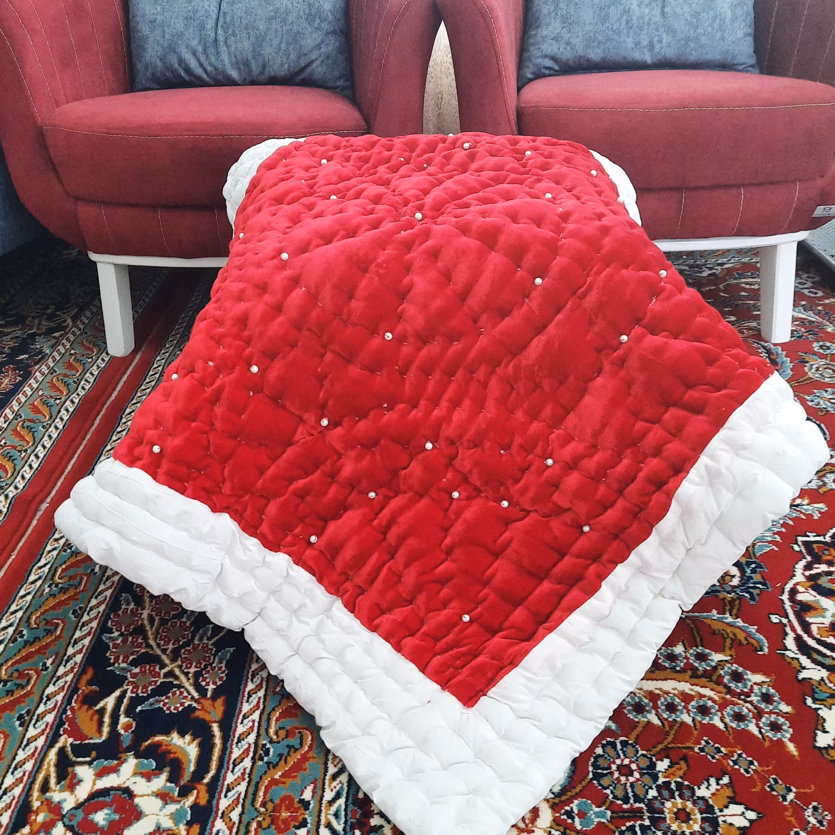 لحاف مخمل مروارید دوزی