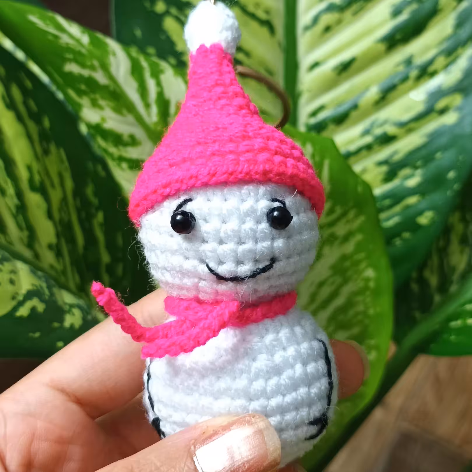 عروسک جاکلیدی آدم برفی کاموایی 