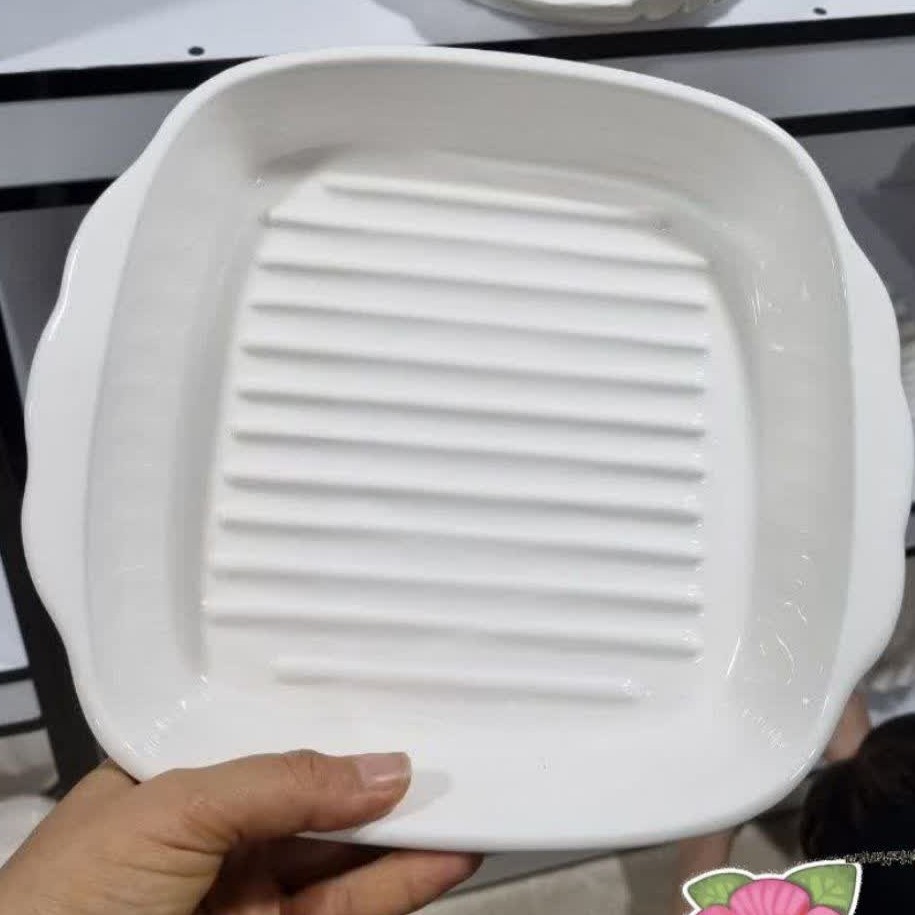 تابه گریل مربع سرامیکی درجه یک دارای کارتن تک کادویی قابل استفاده در فر و توستر