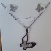 نیم ست شن پاش نقره ای طرح پروانه توخالی