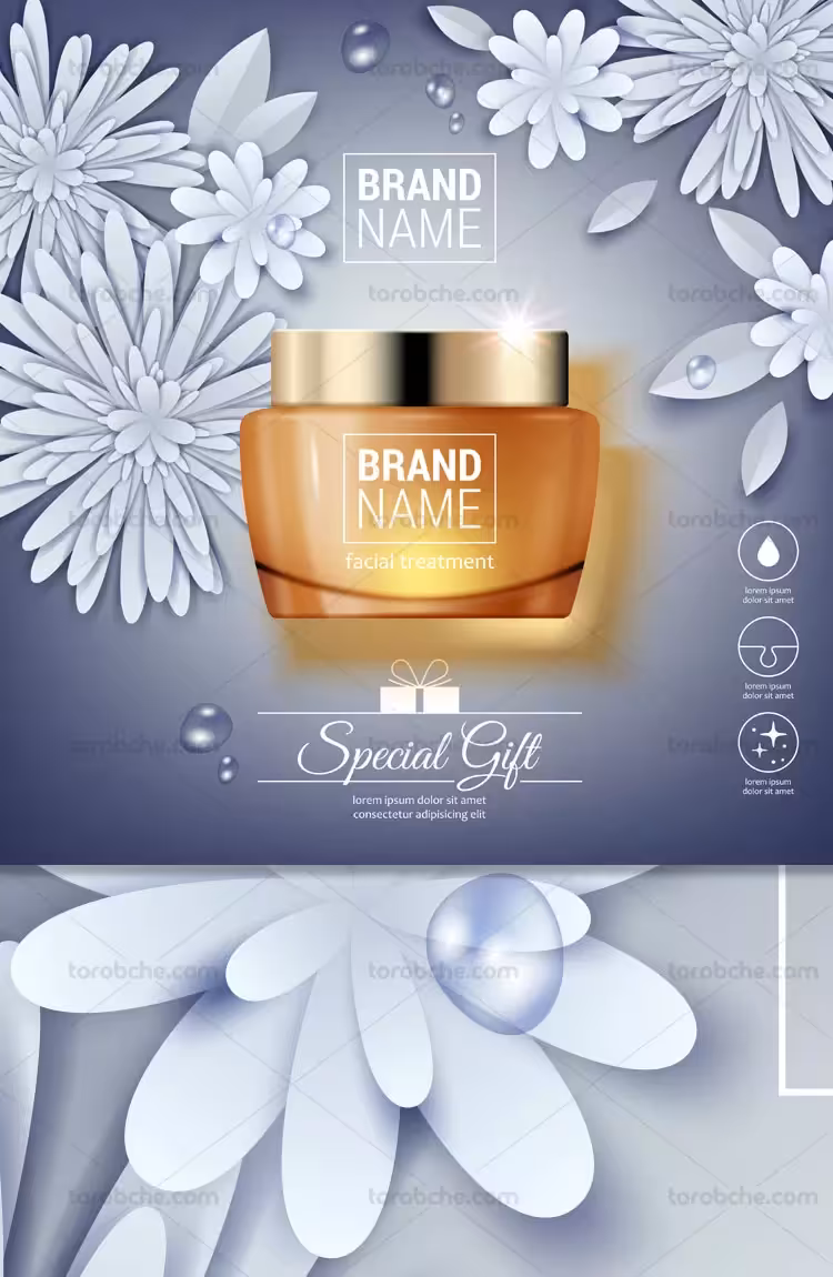 وکتور پوستر تبلیغاتی کرم دست و صورت | گرافیک با طعم تربچه