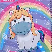 دفتر پنجاه 50 برگ سیمی جلد طلقی گرم بالا برند آتی طرح فانتزی یونیکورن 