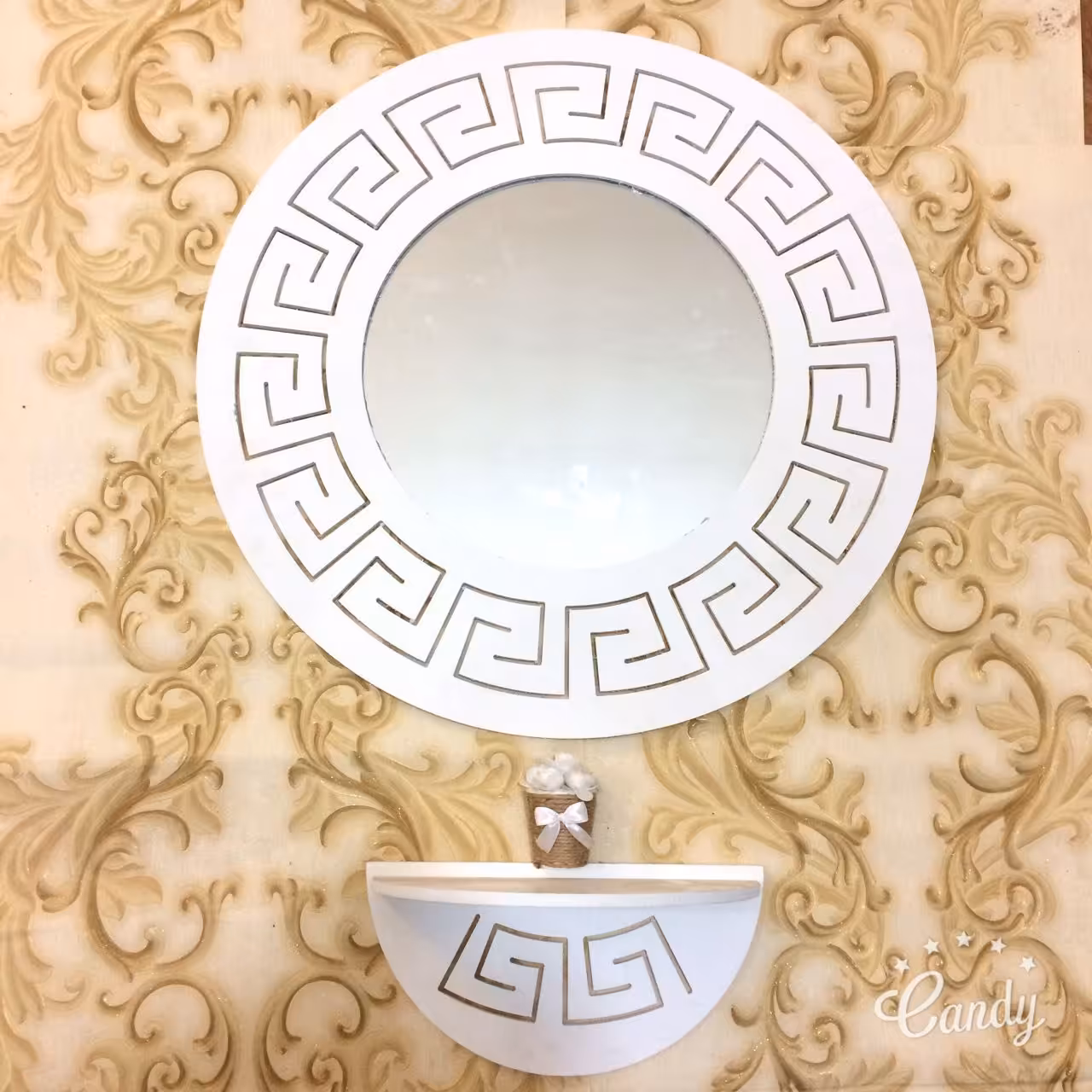 آینه گرد خونه خاص طرح ورساچ بهمراه شلف