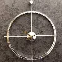 ساعت دیواری لیانا قطر 50 موتور آرام گرد طلایی و نقره ای 