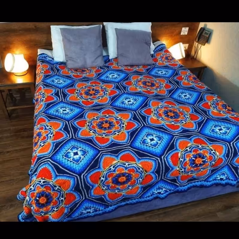 رو تختی موتیف بافتنی زیبابافت روتختی نرم و لطیف | amazonchi