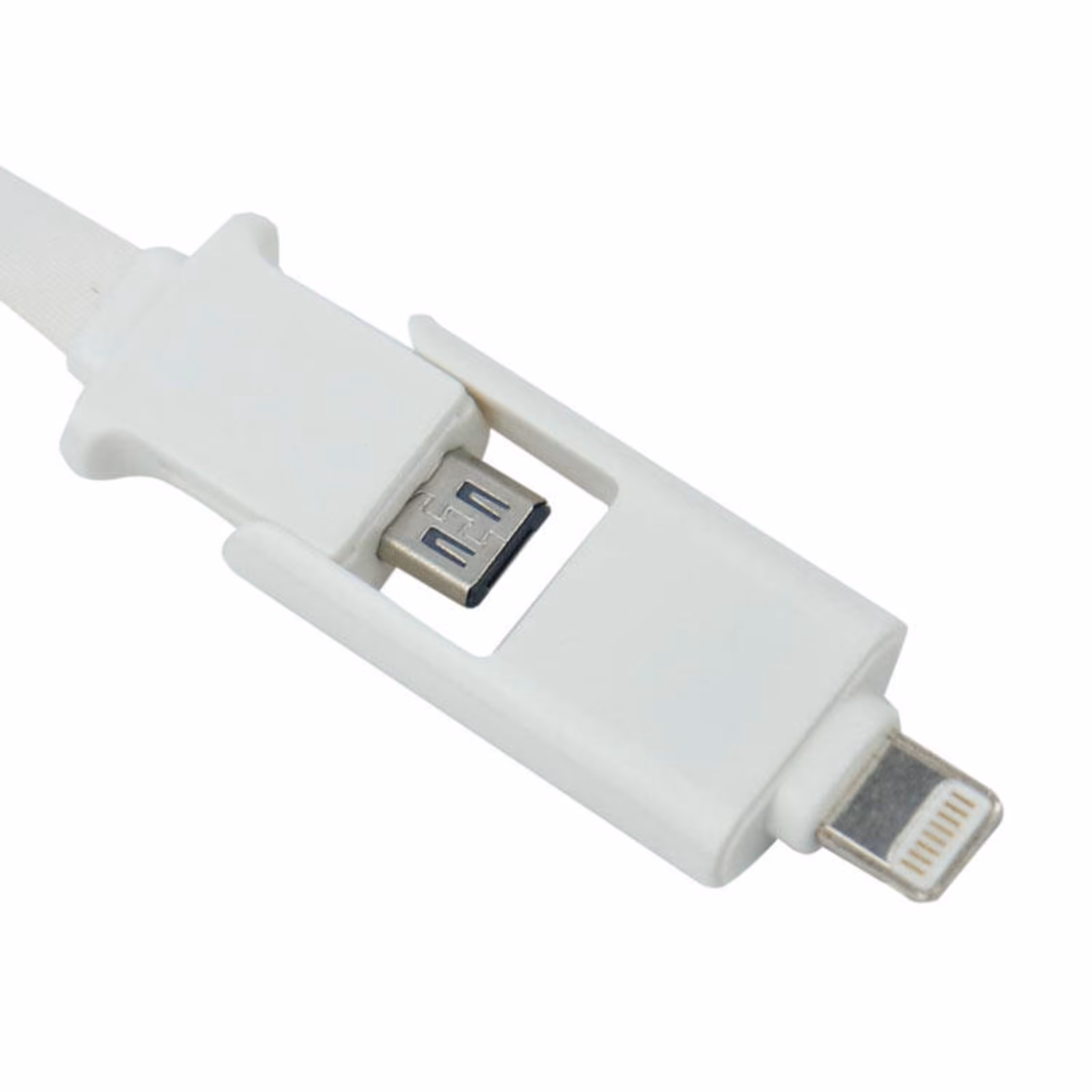 کابل شارژ 2 سر Flat 2 in 1 Lightning- MicroUSB 1m