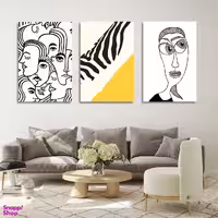 تابلو شاسی بکلیت طرح نقاشی دکوراتیو مدرن سبک کوبیسم مدل SH-1429 مجموعه 3 عددی