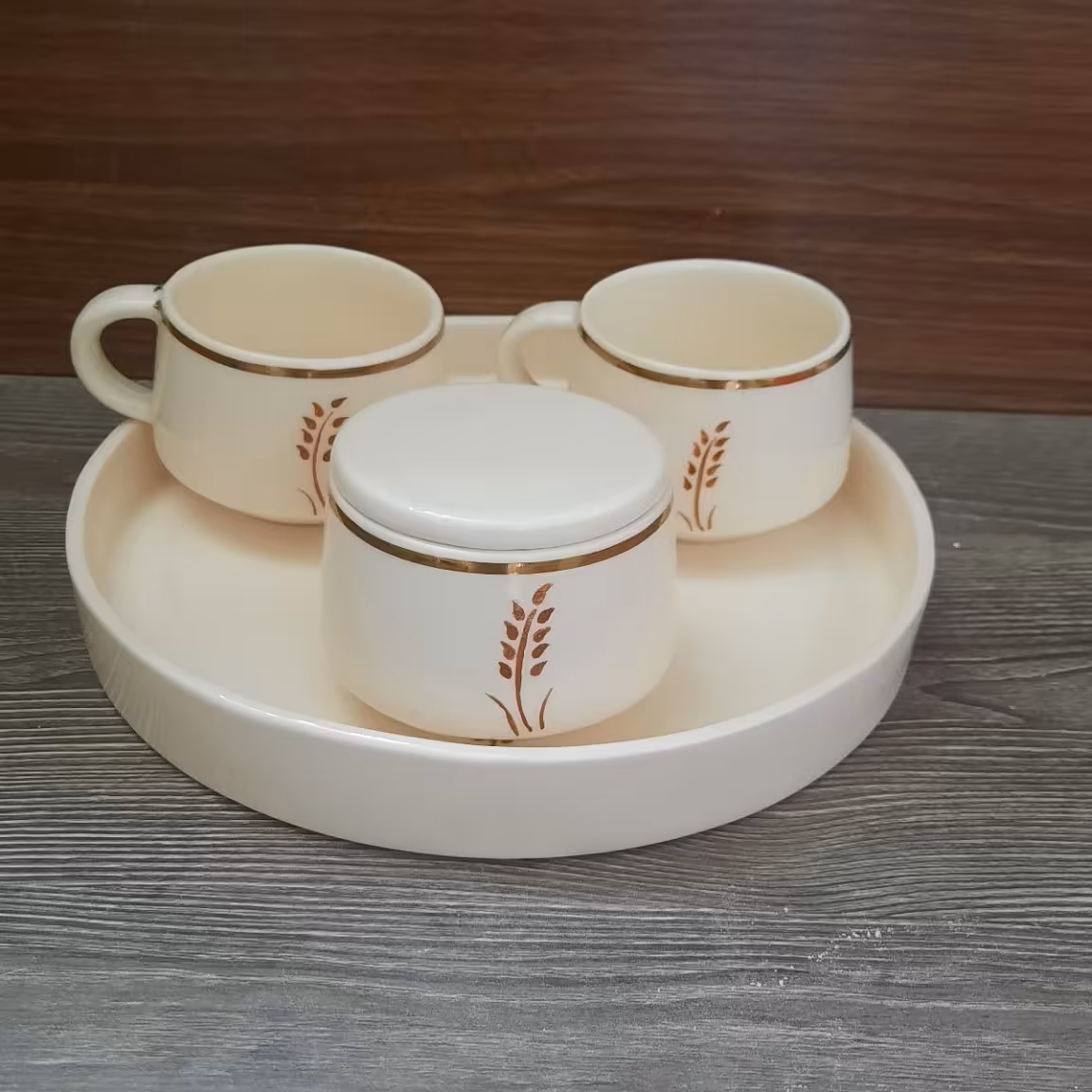 ست چایخوری سرامیکی طرح گندم دور طلا 