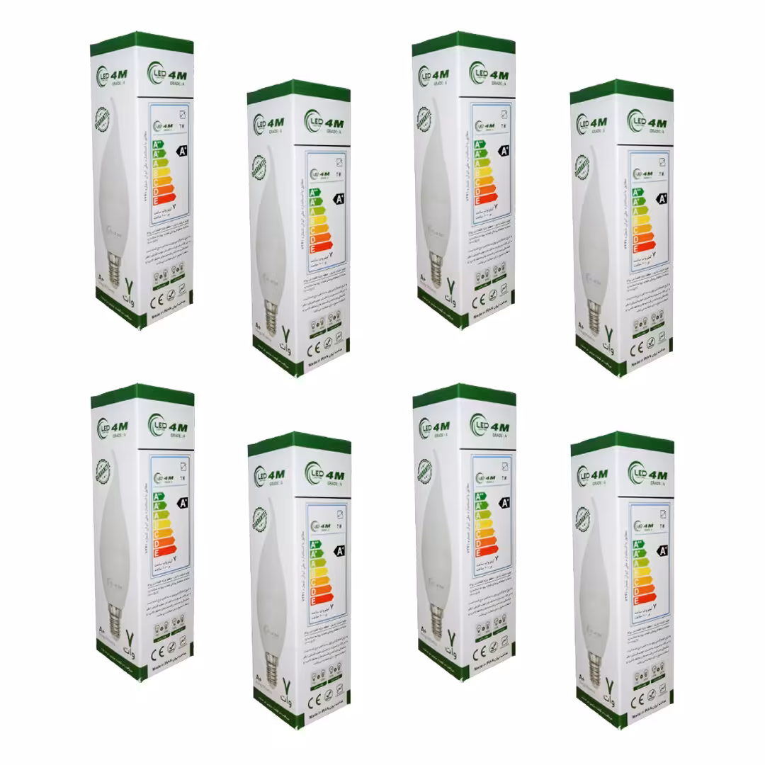 پک 8 تایی لامپ ال ای دی اشکی 7 وات LED4M آفتابی