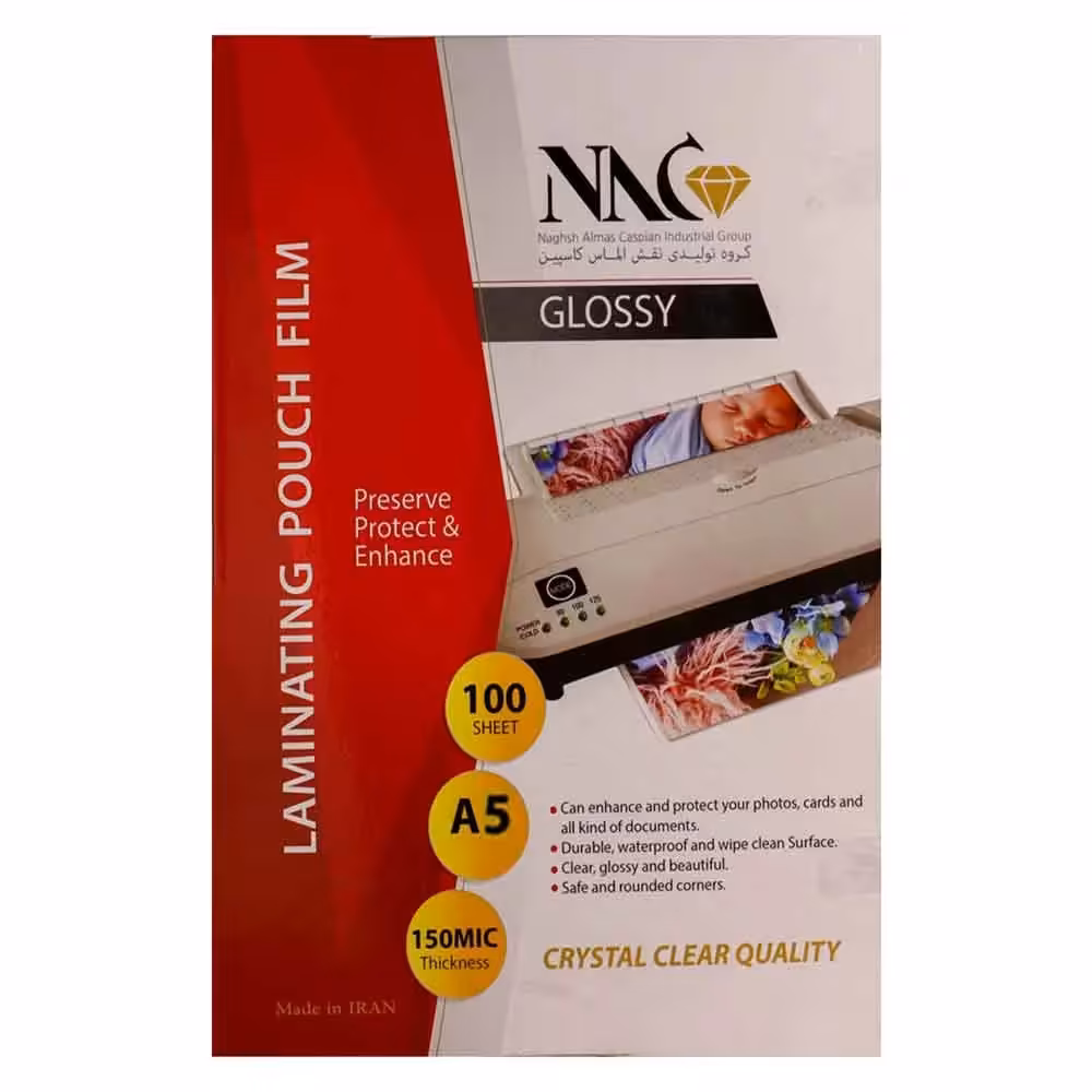 طلق پرس A5 براق 150 میکرون ایرانی NAC (MEGA) بسته 100 عددی