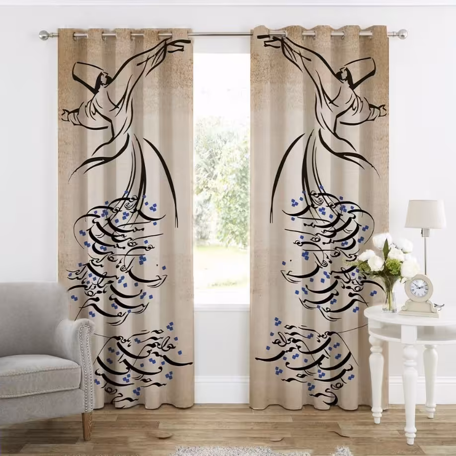 پرده چاپی  پانچ  طرح   خط نوشته (نستعلیق)  کد 3015