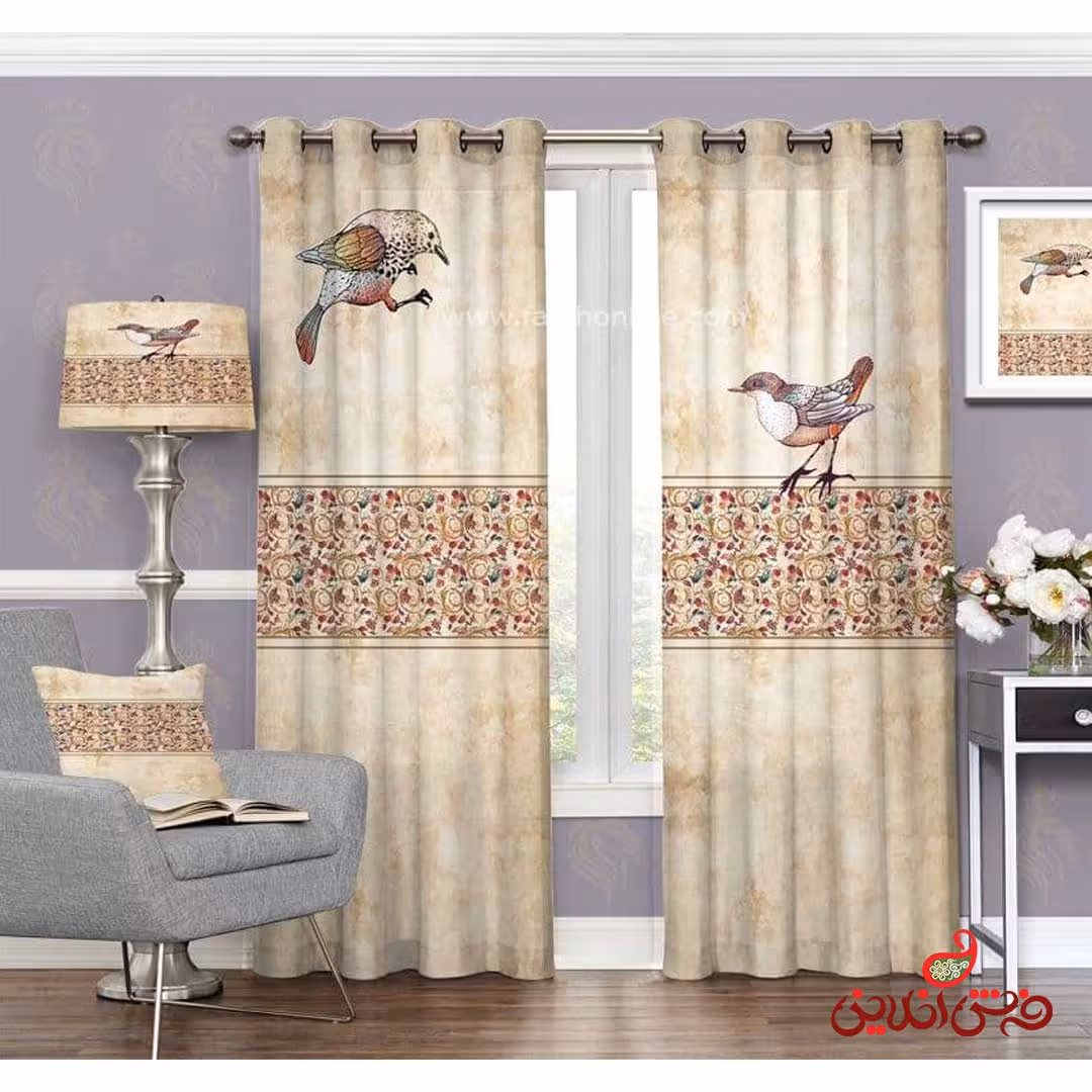 پرده طرح کبوتر(گنجشک) کد 3359
