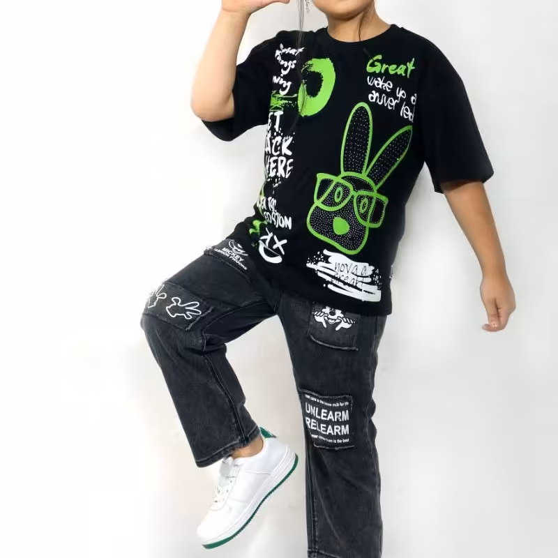 تیشرت لش اسپورت بچگانه  نگین دار  (حراج) 