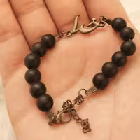 خرید و قیمت دستبند اونیکس مشکی مات با خرج کار  خدا کد 24