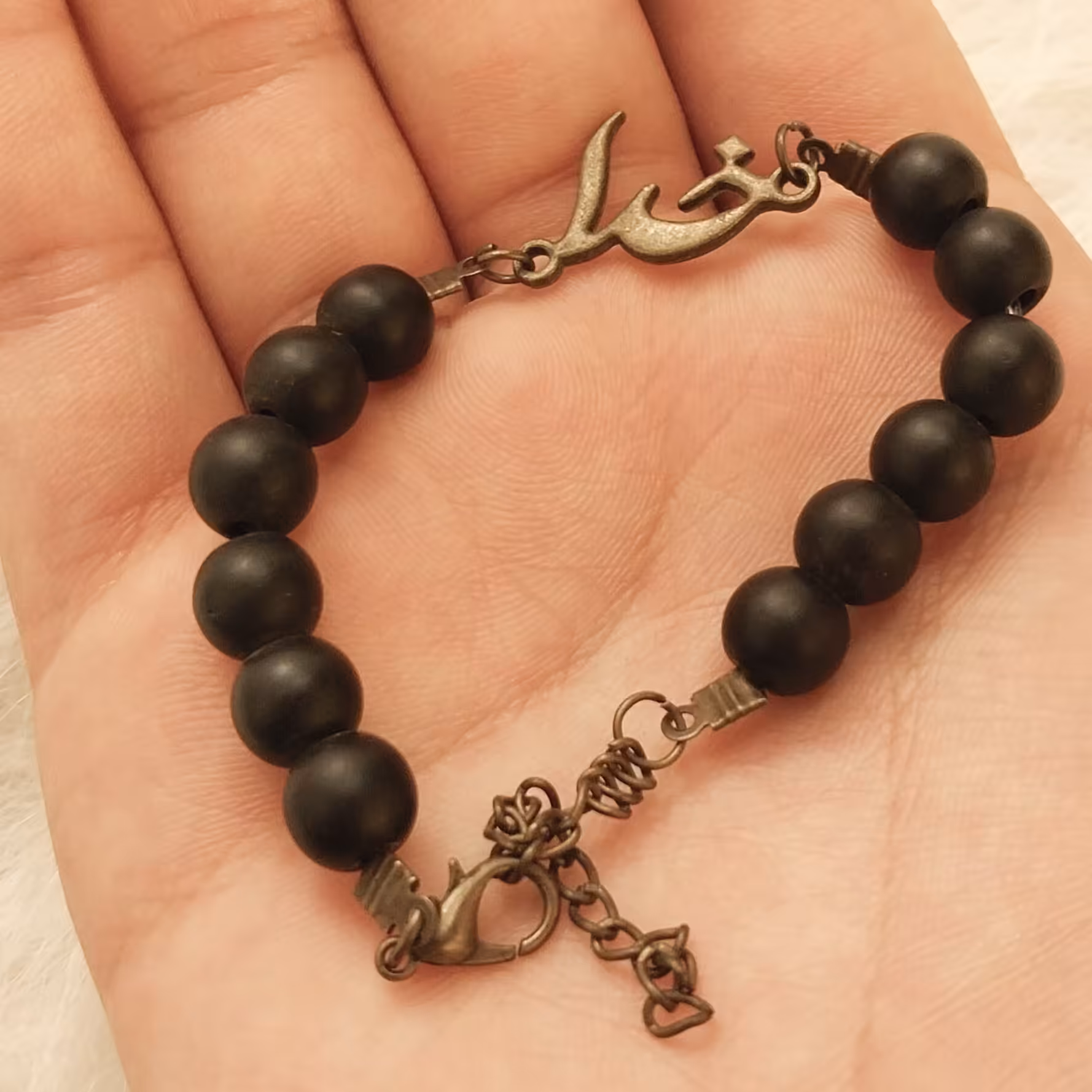 خرید و قیمت دستبند اونیکس مشکی مات با خرج کار  خدا کد 24