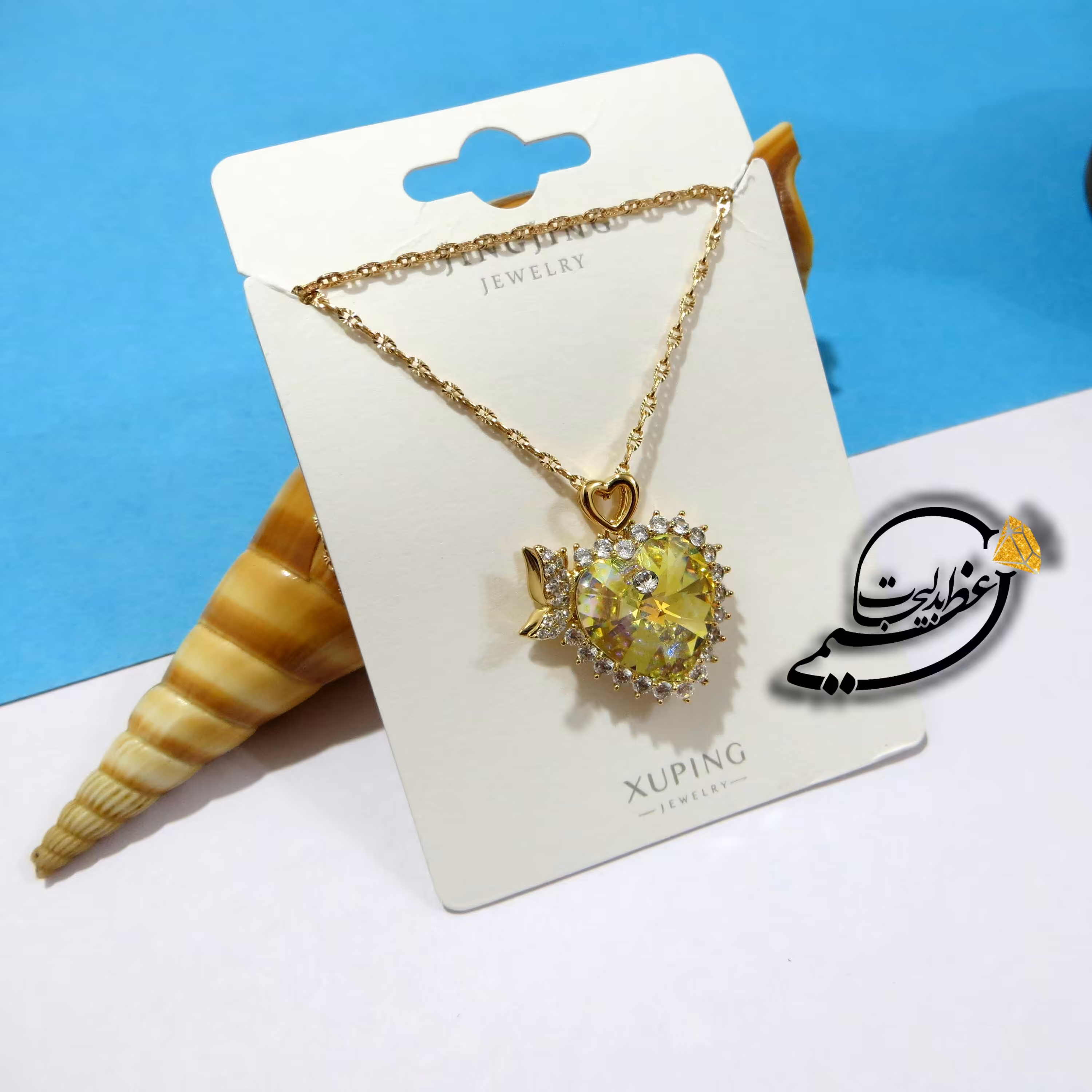 گردنبند برند Xuping مدل JingJing از جنس مس و روکش طلا بسیار زیبا با کریستال سوارسکی Swarovski تراش خورده اصلی کد 22