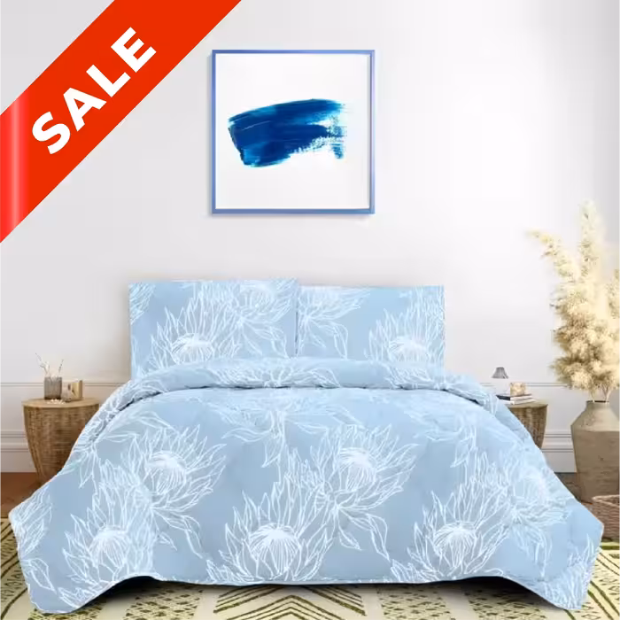 سرویس لحاف دونفره مدل ارمیا آبی آسمانی 10544329 لایکو | خانه سام