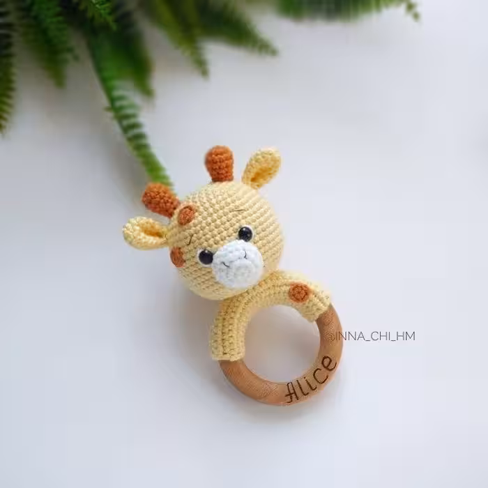 دندونی یا جغجغه بافتنی طرح زرافه دونه دات کام