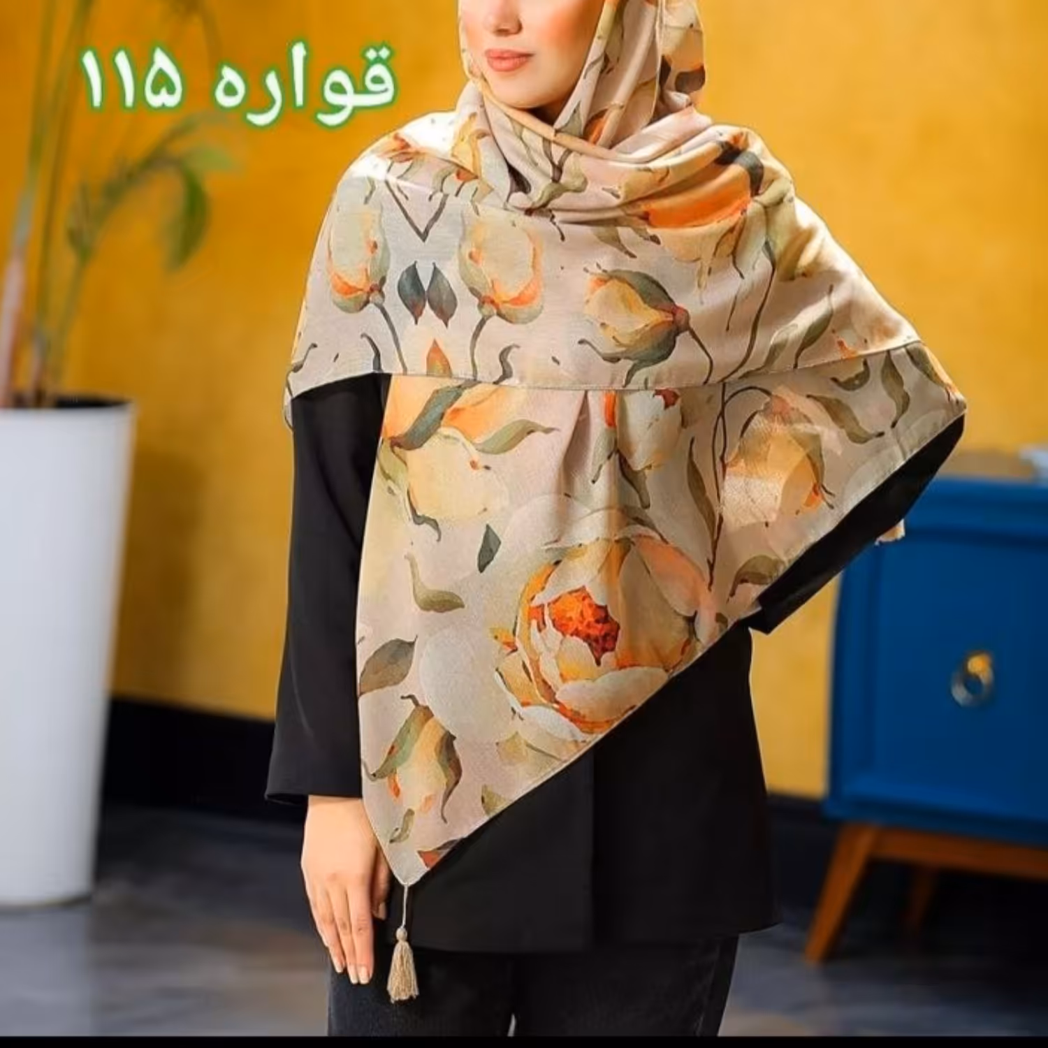 روسری نخ اسپان قواره 115 کد 03