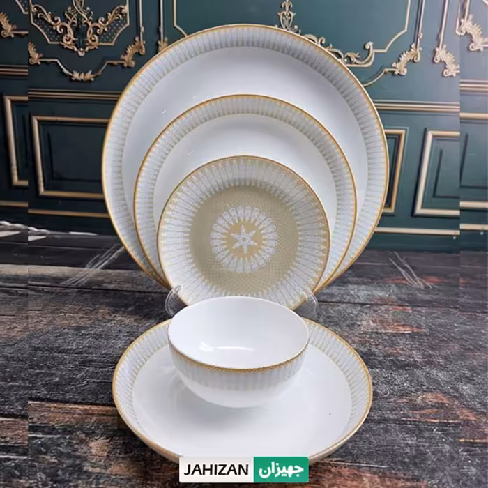 سرویس 26پارچه بست اپال قالب دیوالی طرح لوسی کرم