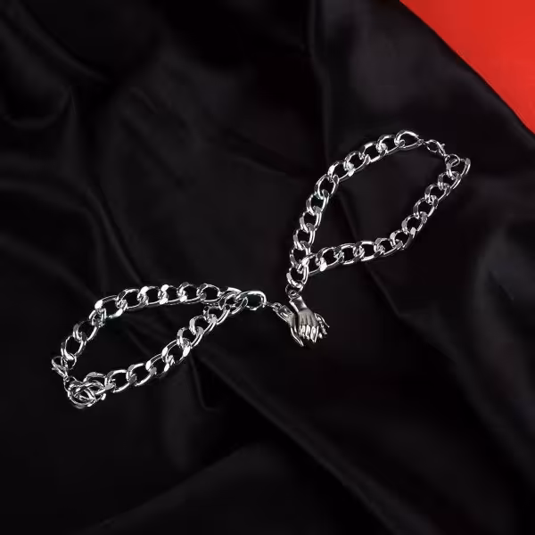 ست گردنبند و دستبند زوج نقره ای مدل TH