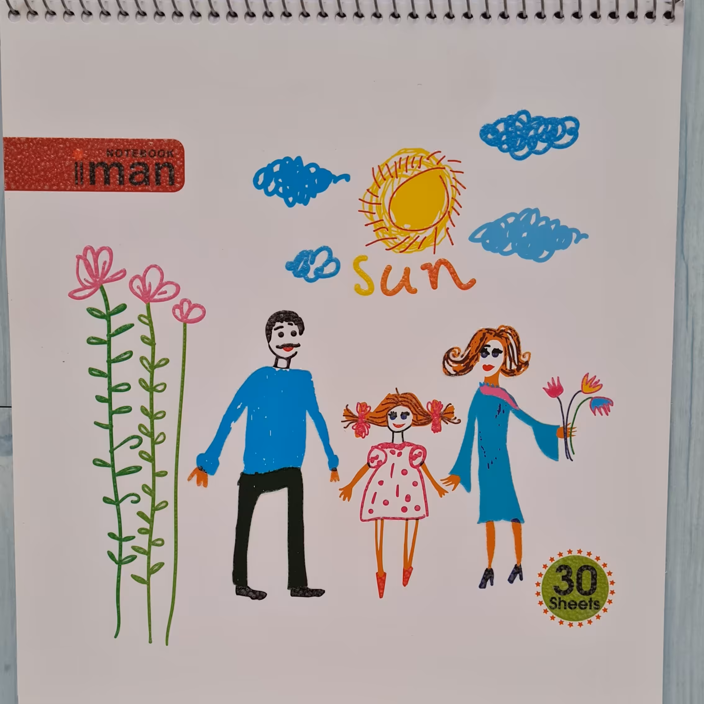 دفتر نقاشی30برگ خشتی سیم از بالا