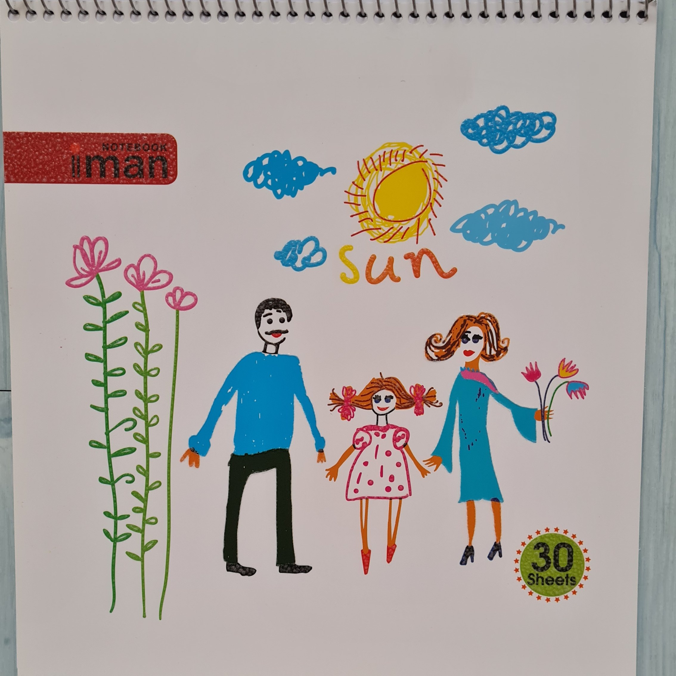 دفتر نقاشی30برگ خشتی سیم از بالا