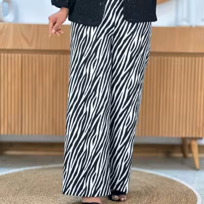 شلوار بگ طرح دار مجلسی مازراتی زبرا پلنگی پوست ماری پر شیکلند