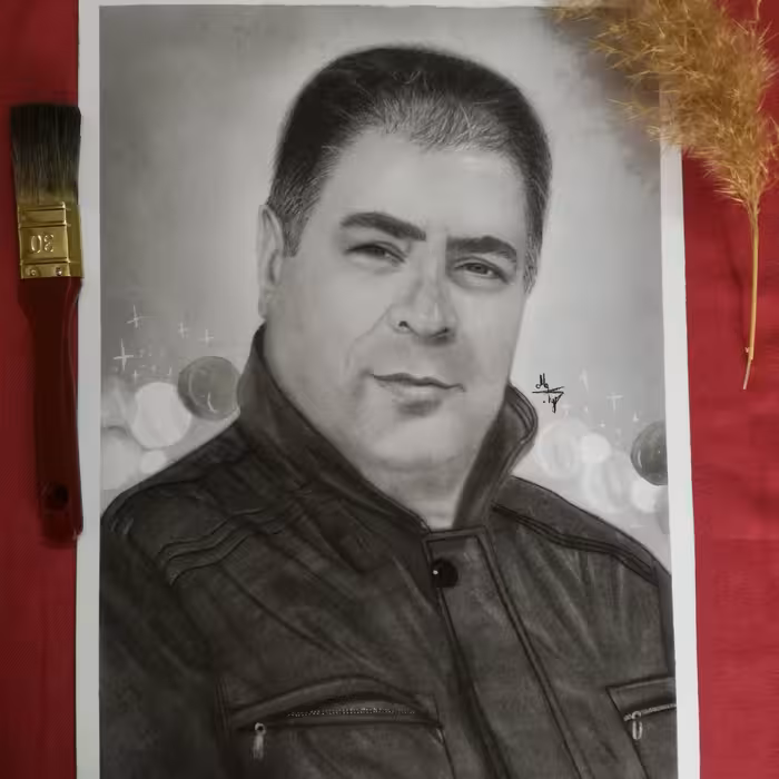 تابلو طراحی چهره سبک سیاه قلم  دکوری و کادویی     