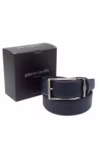کمربند آبی مردانه چرمی NAVY اورجینال Pierre Cardin