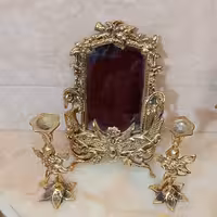 آینه و شمعدان برنجی طرح فرشته مستطیل کد 317