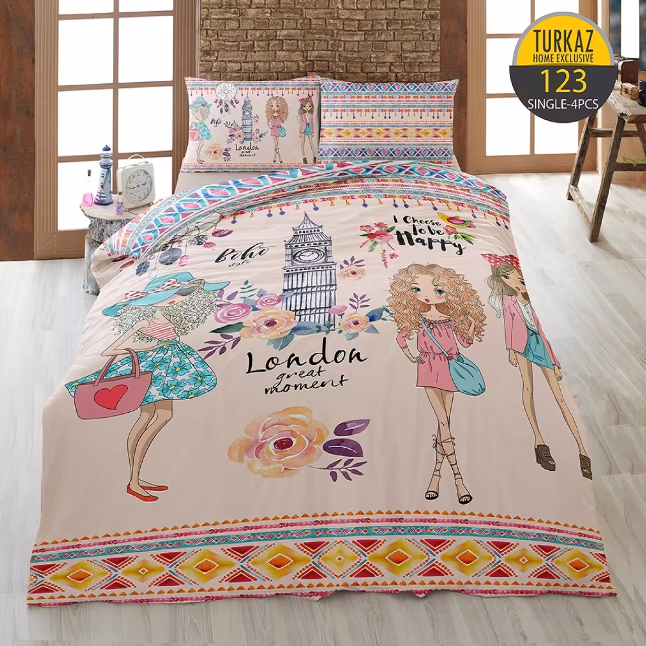 ست روتختی ترک آز کد 123 تکنفره 4 تکه