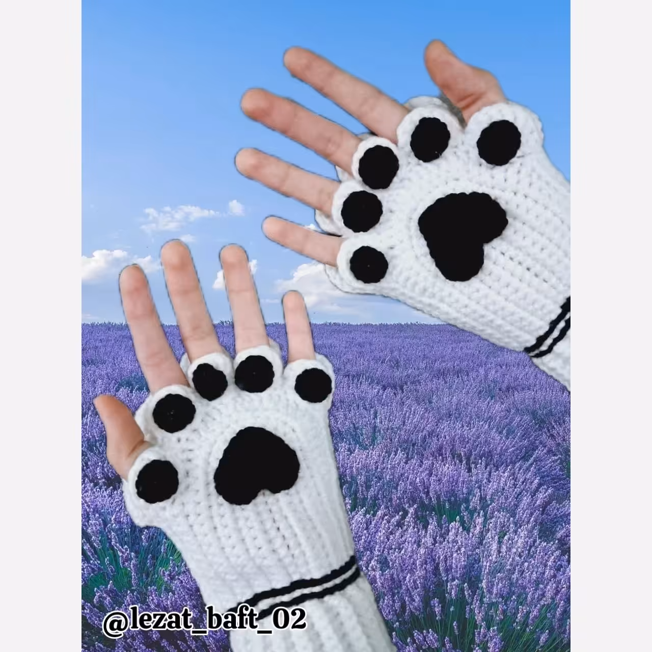 دستکش پنجه گربه قلاب بافی