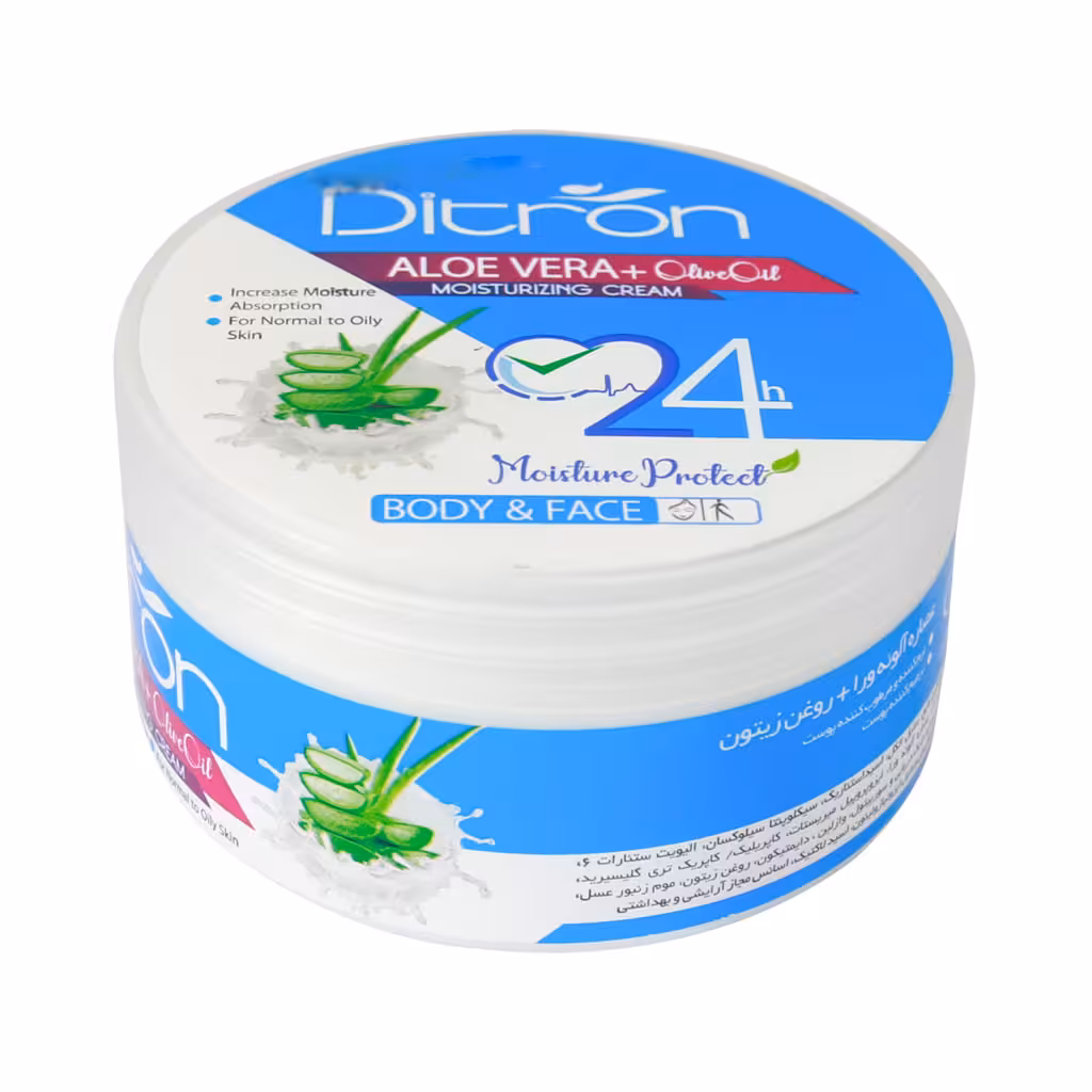 کرم مرطوب کننده دیترون حاوی عصاره آلوئه ورا و روغن زیتون حجم 200 میل