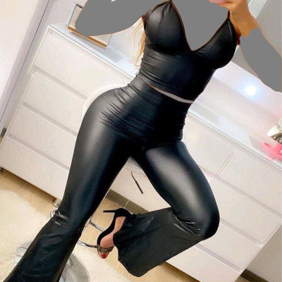 ست تاپ و شلوار بوت کات چرم