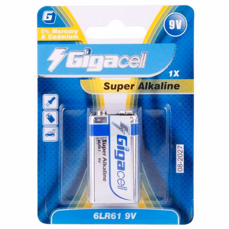 باتری کتابی 9 ولت آلکالاین GigacellGigacell Super Alkaline 6RL61 9V