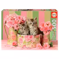 پازل 500 تکه ادوکا مدل KITTENS WITH ROSES