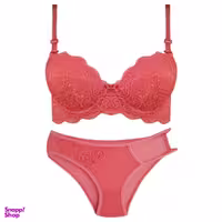 ست شورت و سوتین زنانه لنا مدل فنردار کاپ اسفنجی کد 4853 رنگ گلبهی