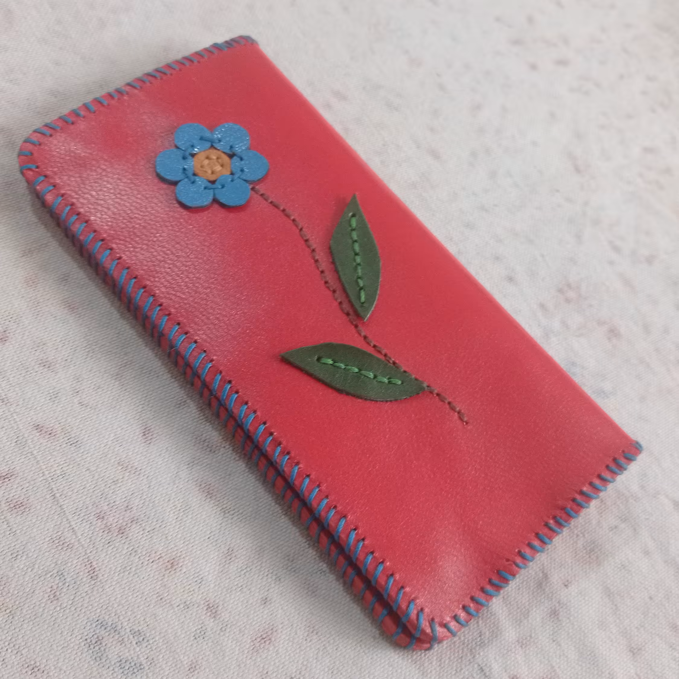 کیف پول فانتزی طرح گل چرم دست دوز