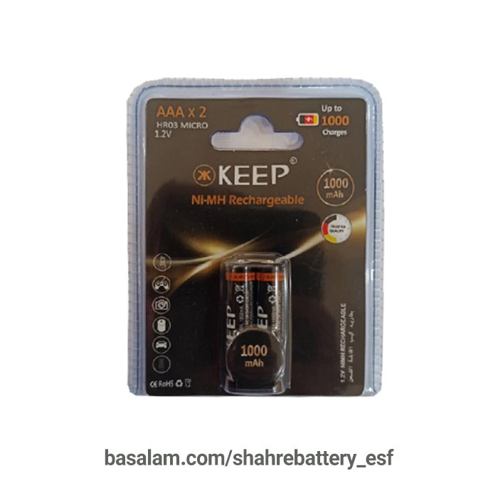 باتری نیم قلم شارژی 12 ولت 1000 میلی آمپر KEEP