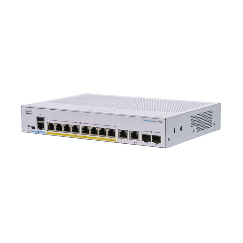 سوئیچ 8 پورت PoE سیسکو CBS250-8FP-E-2G