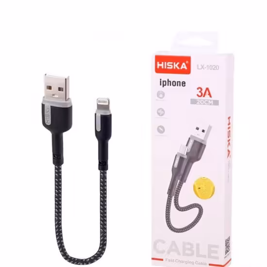 کابل آیفون (Lightning) پاوربانکی هیسکا (HISKA) طول 20 سانتی متر مدل LX-1020

