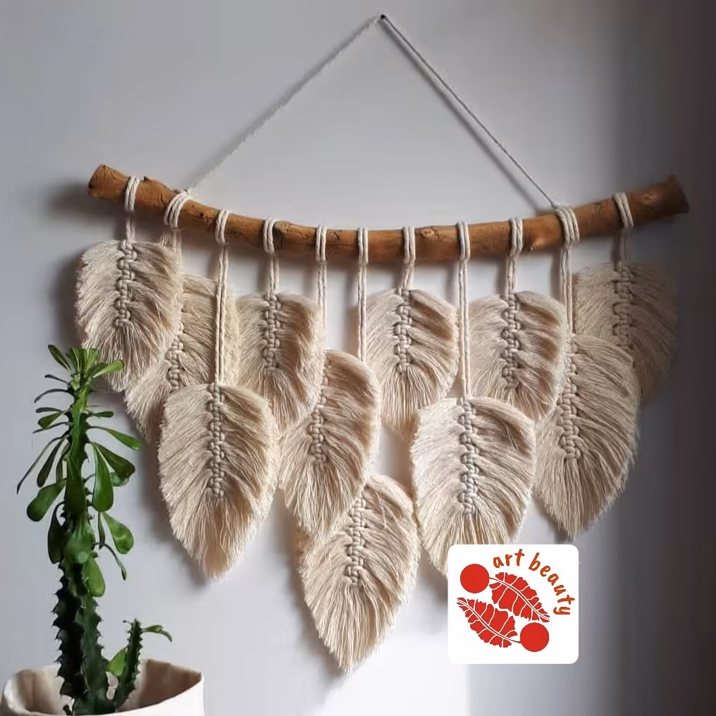 دیوارکوب مکرومه بافی سفید 