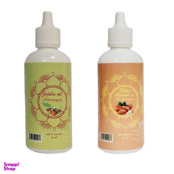 روغن تقویت کننده مو، مژه و ابرو مرهم یاب مدل بادام تلخ و جوجوبا حجم 80 میلی لیتر مجموعه 2 عددی