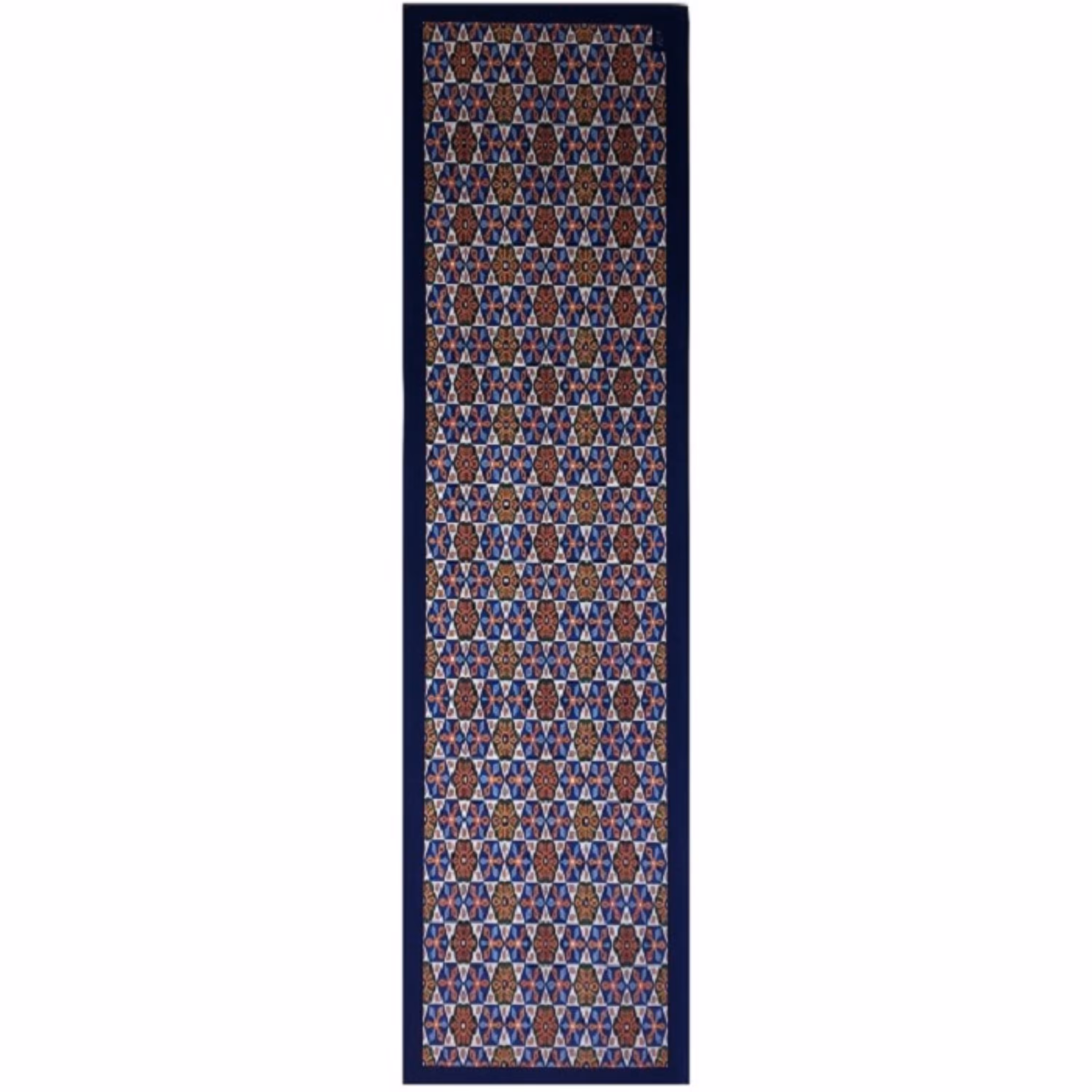 رومیزی رانر مخمل کوبیده طرح کاشی کد MAKHRAN9 کیفیت جنس و رنگ عالی بدون آستر