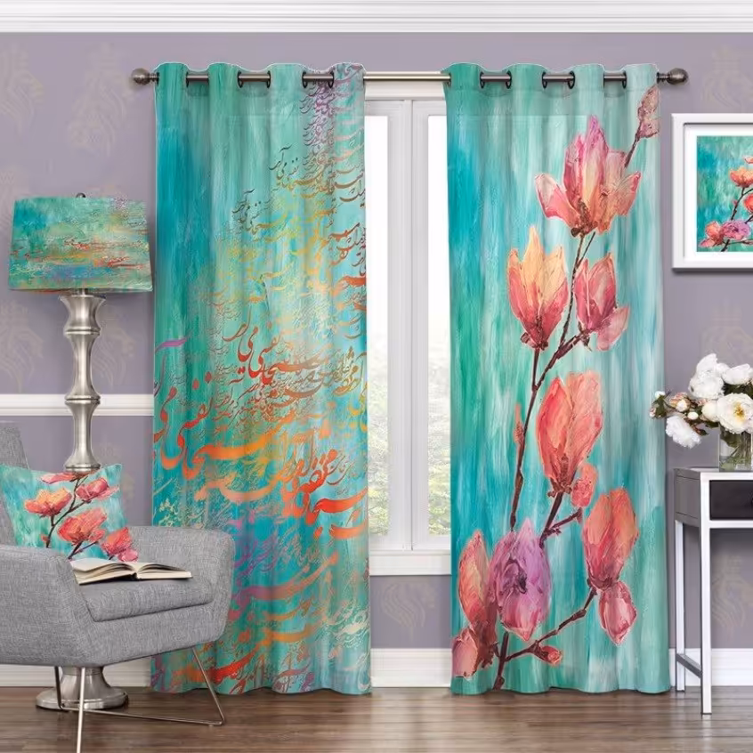 پرده چاپی  پانچ  طرح   خط نوشته (نستعلیق)  کد 3072